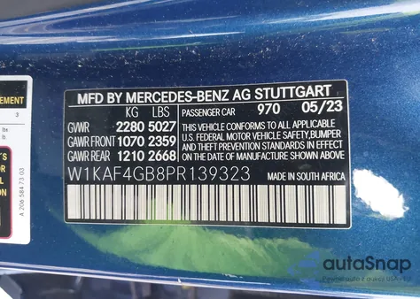 2023 Mercedes-Benz C 300 Sedan из США, поврежденный, VIN W1KAF4GB8PR139323